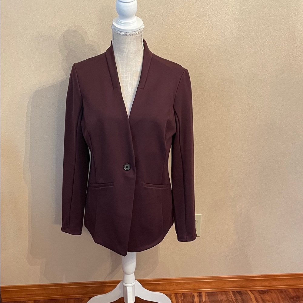 Duluth Trading Co Ponte Pro Women's Dark Plum Blazer, size 8